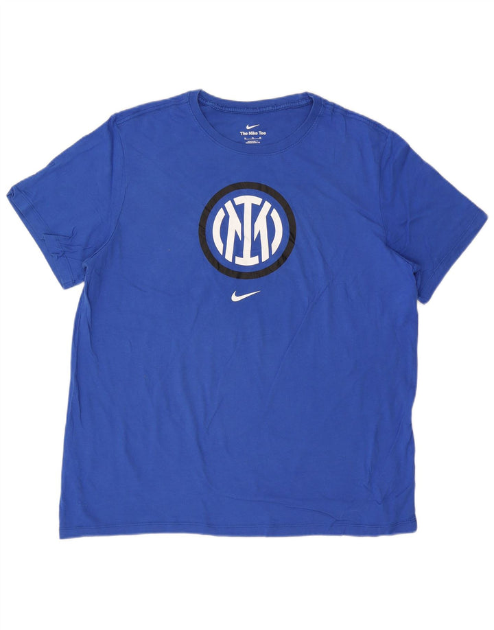 Męska koszulka z grafiką NIKE Inter Mediolan, XL, niebieska, bawełniana