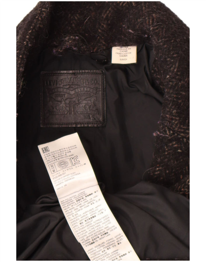 Damski płaszcz oversize Levi's UK 10, mały, czarny, poliester w jodełkę