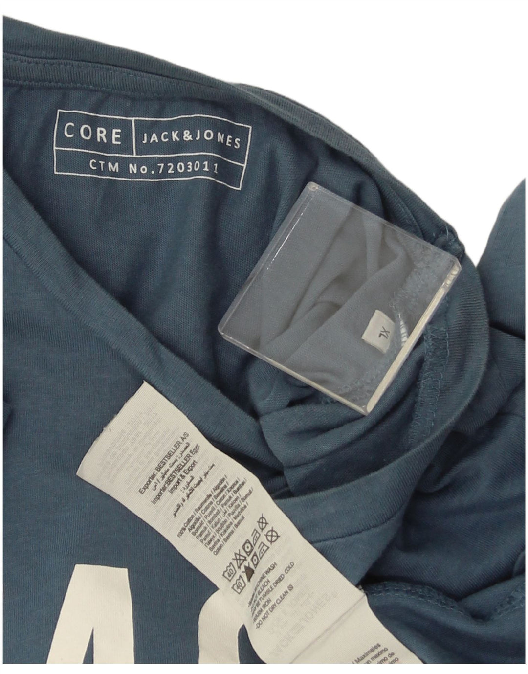 Męska koszulka z grafiką JACK & JONES, XL, niebieska, bawełniana