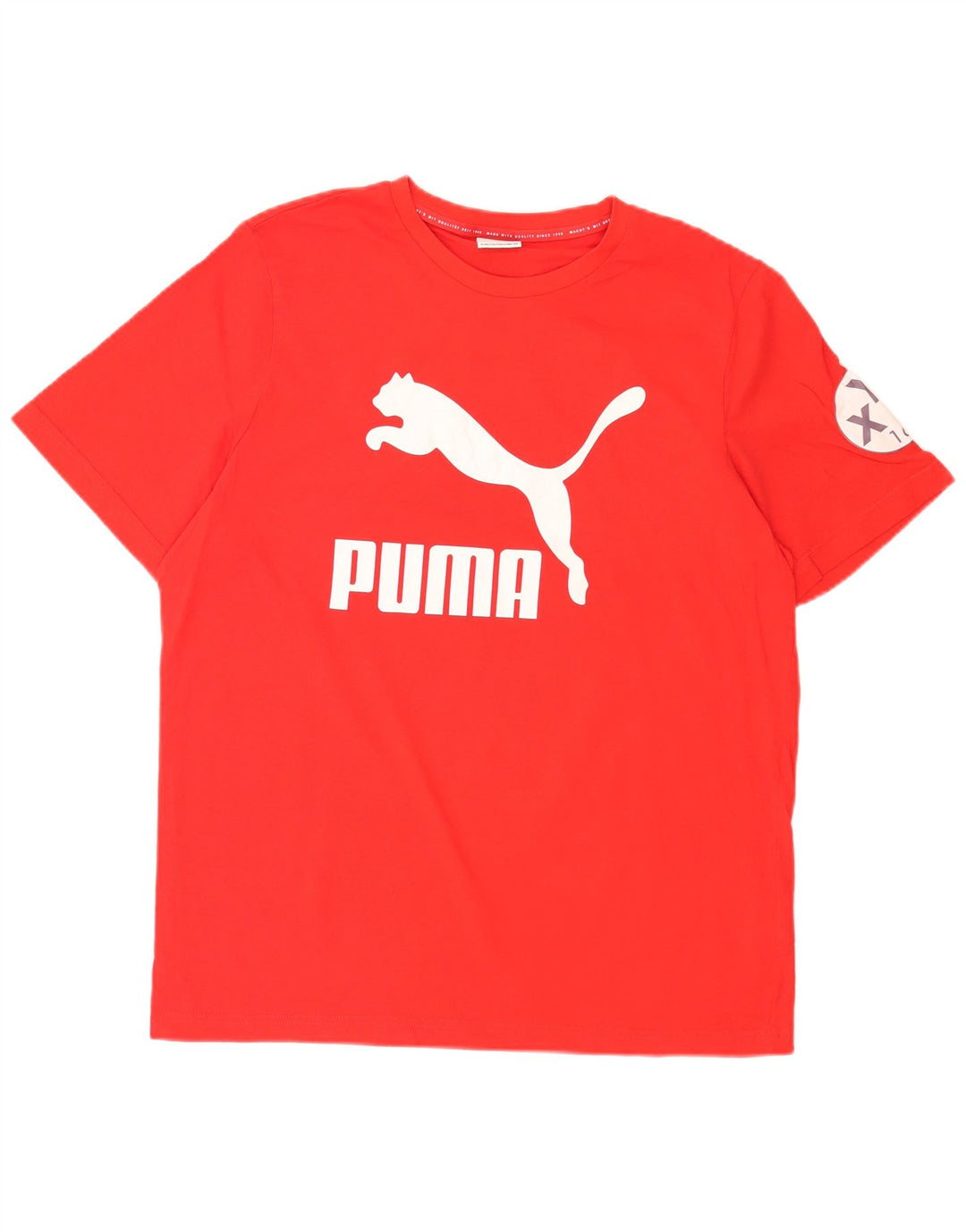 Męski T-shirt z grafiką Puma, duży, czerwony, bawełniany