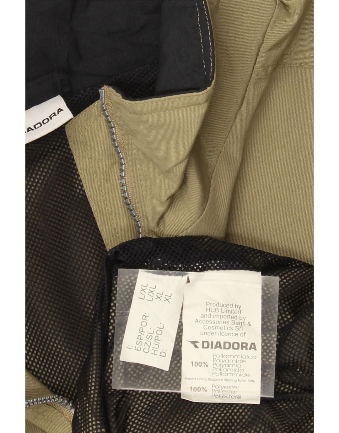 Męska kurtka przeciwdeszczowa z kapturem DIADORA UK 42 XL Khaki, poliamid