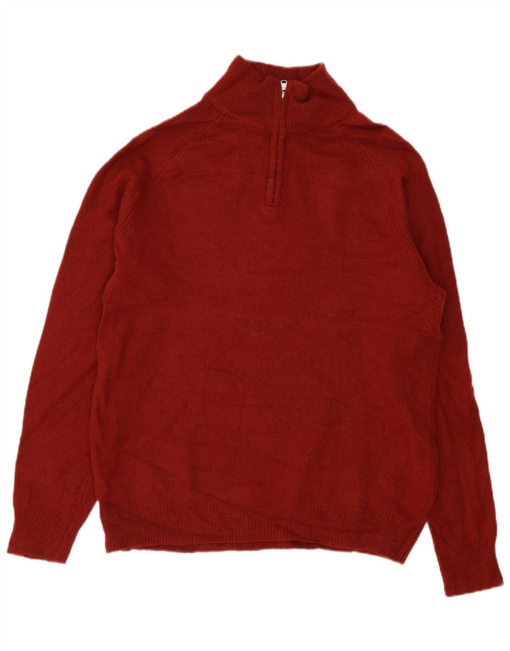 Męski sweter z zamkiem błyskawicznym John Lewis XL, czerwona owcza wełna
