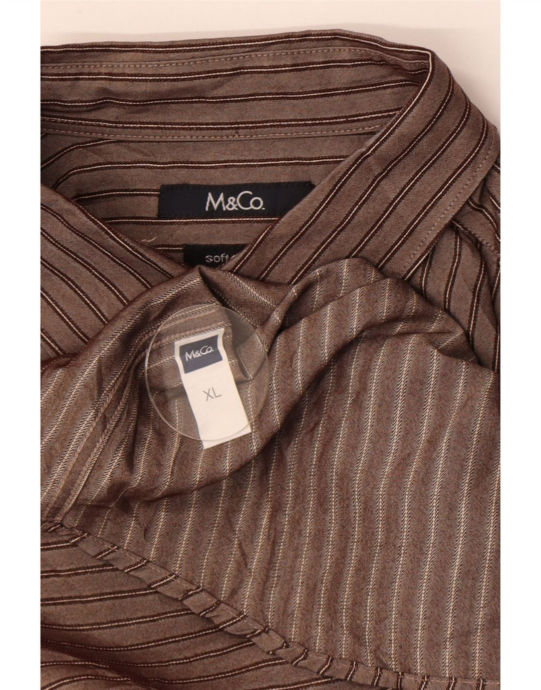 Koszula męska M&Co XL z wiskozy w brązowe paski