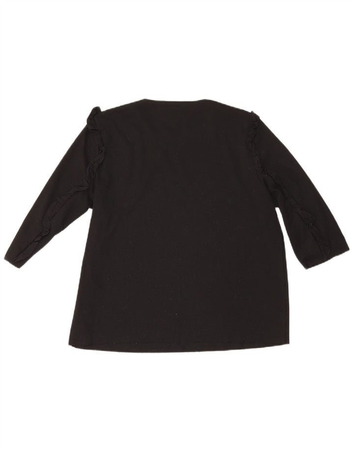 Top damski Zara z rękawem 3/4, UK 16, duży, czarny, bawełniany