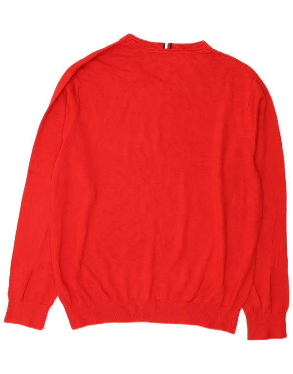 Męski sweter Tommy Hilfiger z dekoltem w kształcie litery V, 2XL, czerwona bawełna