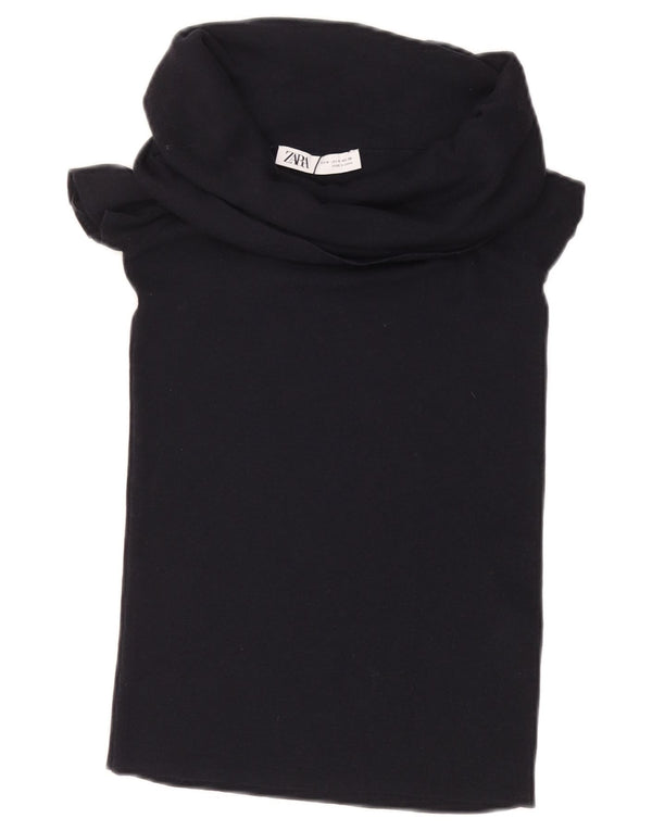 Damska krótka bluzka ZARA UK 12 Średnia czarna wiskoza