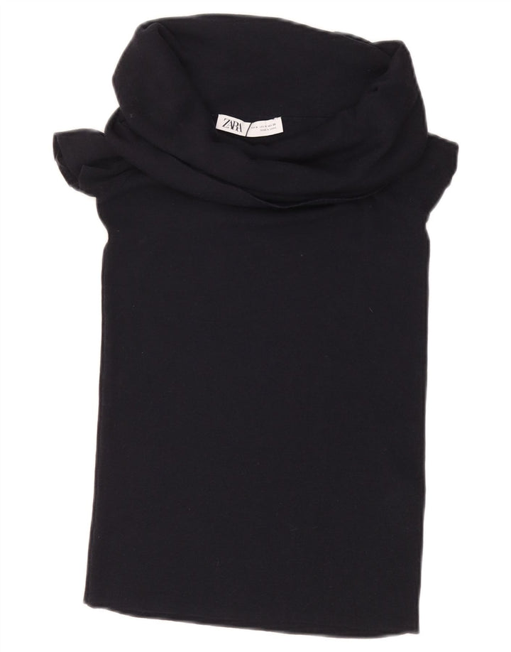 Damska krótka bluzka ZARA UK 12 Średnia czarna wiskoza