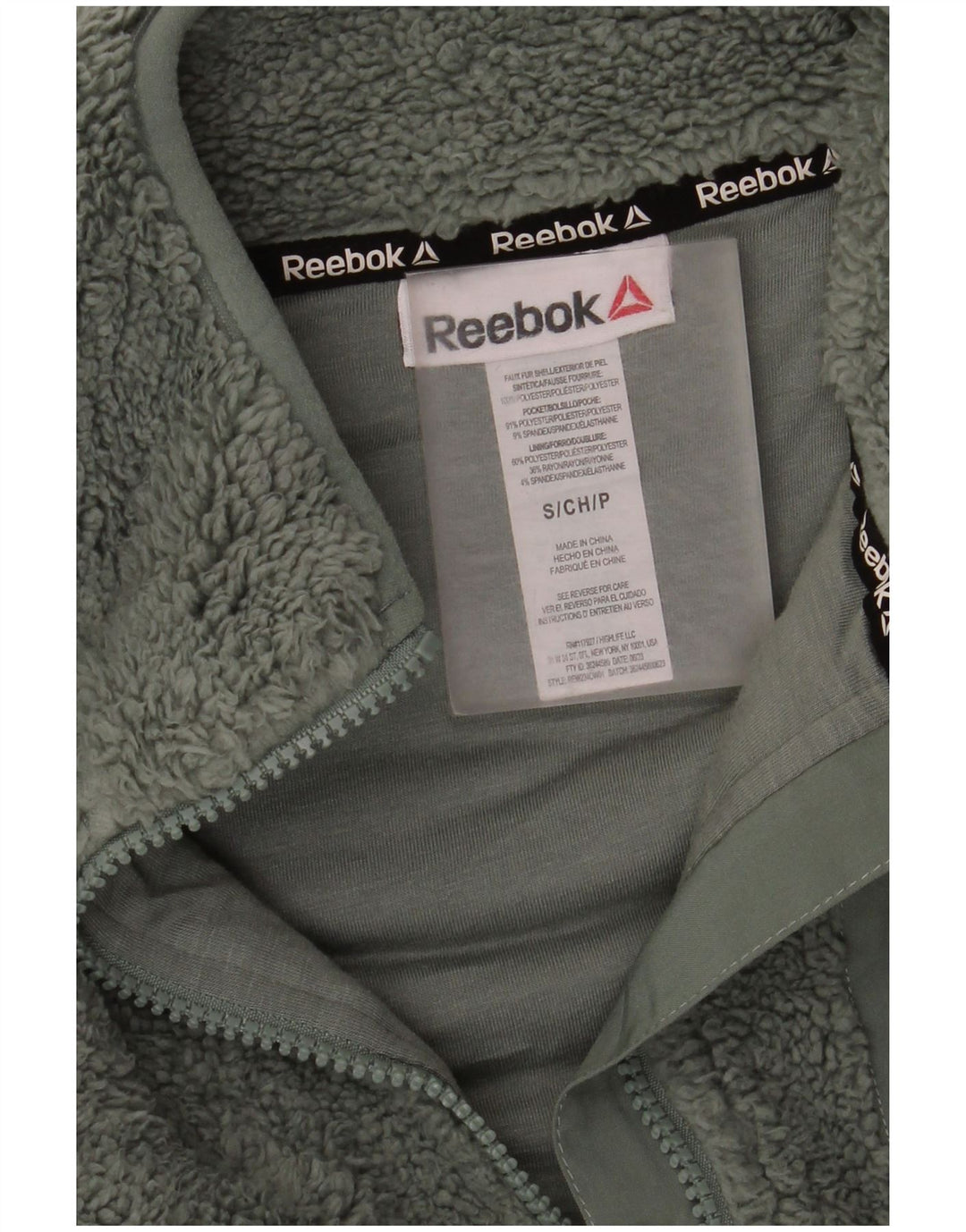 Damska kurtka polarowa Reebok Oversize UK 10, mała, zielona, poliester
