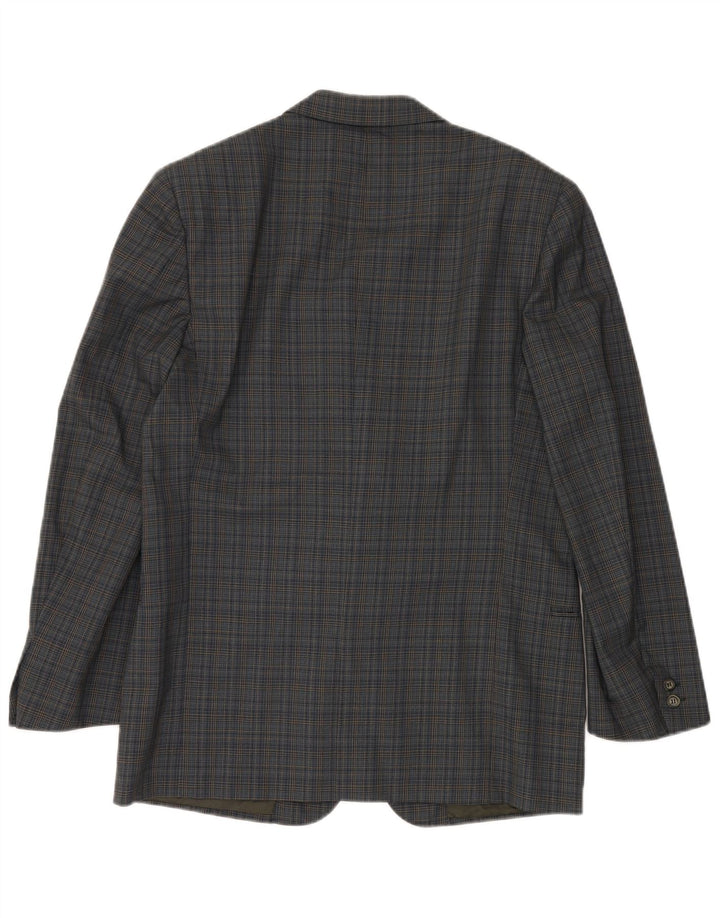 VALENTINO Męska marynarka zapinana na 2 guziki IT 50 w dużą niebieską wiskozę w kratę