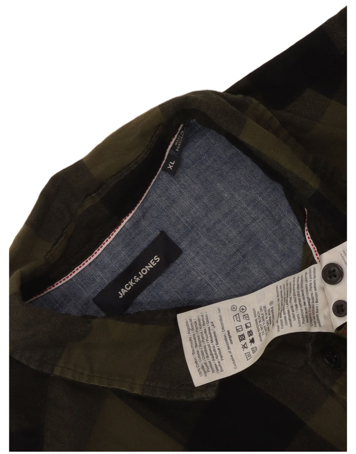 Męska koszula flanelowa Jack & Jones XL w kolorze khaki, bawełniana krata