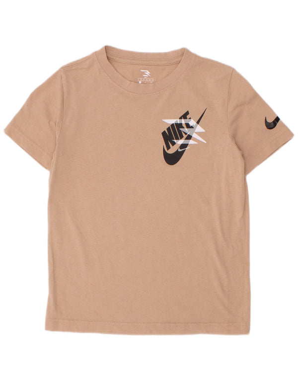 Chłopięcy T-shirt z grafiką Nike 8-9 lat, mały, beżowy