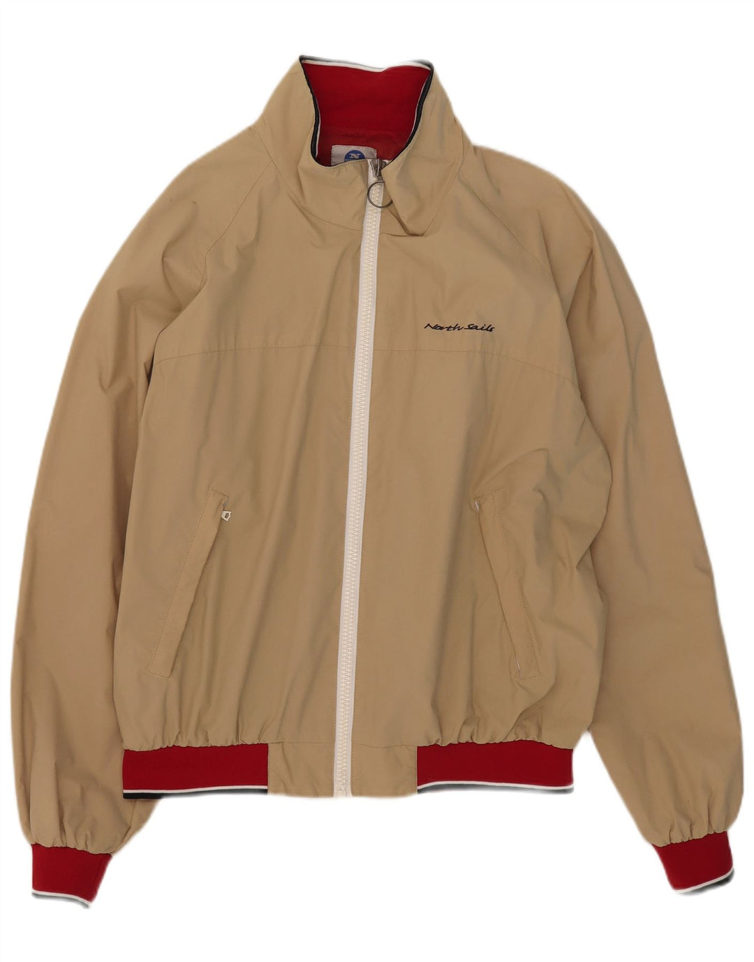 Męska kurtka przeciwdeszczowa North Sails UK 42 XL, beżowy nylon z blokami kolorów