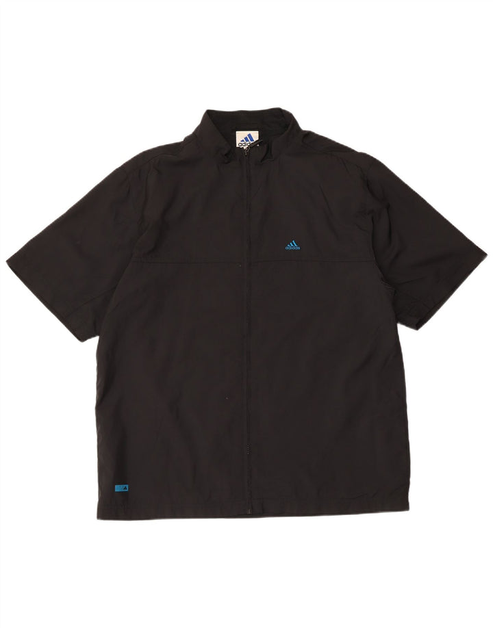 Adidas Męska bluza dresowa z krótkim rękawem, mała czarna poliester