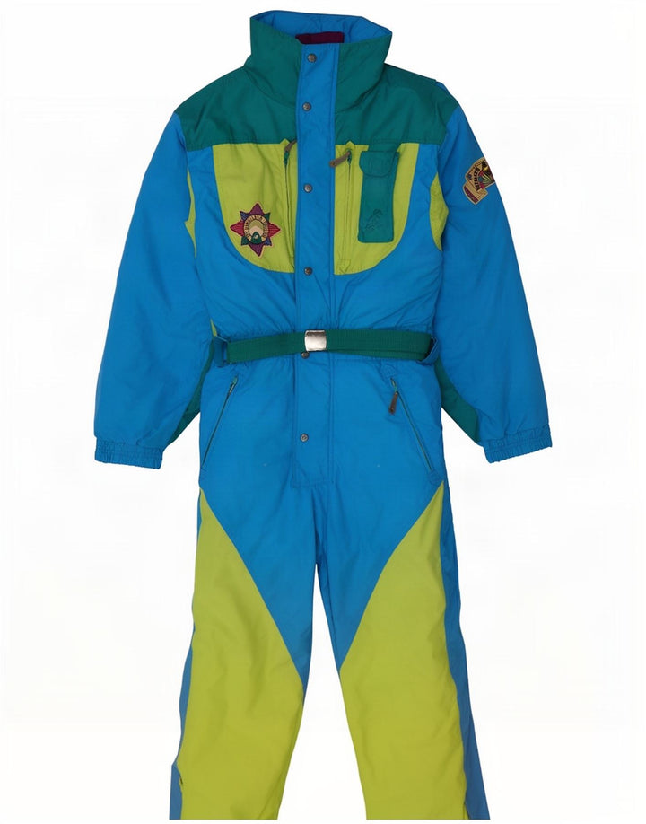Męski kombinezon narciarski Vintage IT 48 Średni niebieski nylon z blokami kolorów