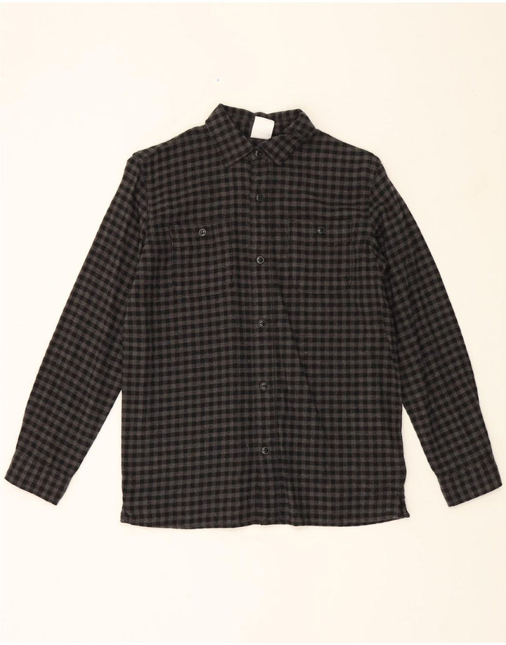 GAP Boys Flannel Shirt 11-12 Years XL Grey Gingham Cotton Vintage Gap and Second-Hand Gap from Messina Hembry 