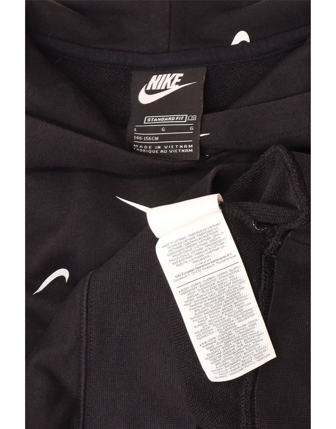 Dziewczęca bluza z kapturem NIKE Standard Crop Graphic 12-13 lat, duża, czarna