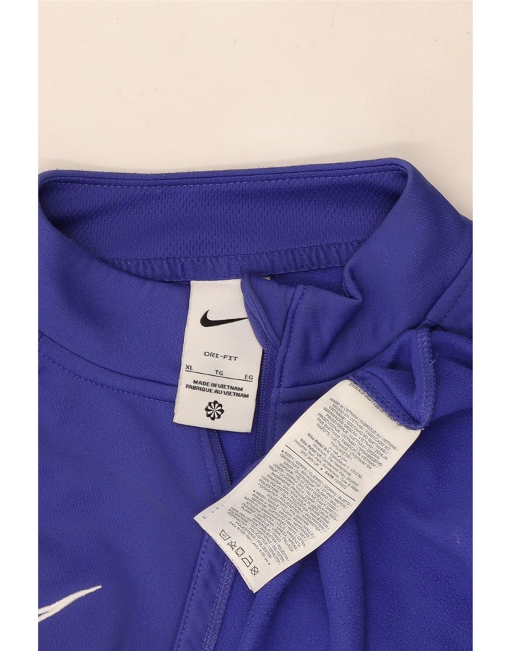 Męski dres NIKE Dri Fit z zamkiem błyskawicznym i zamkiem błyskawicznym na szyi, XL Niebieski poliester