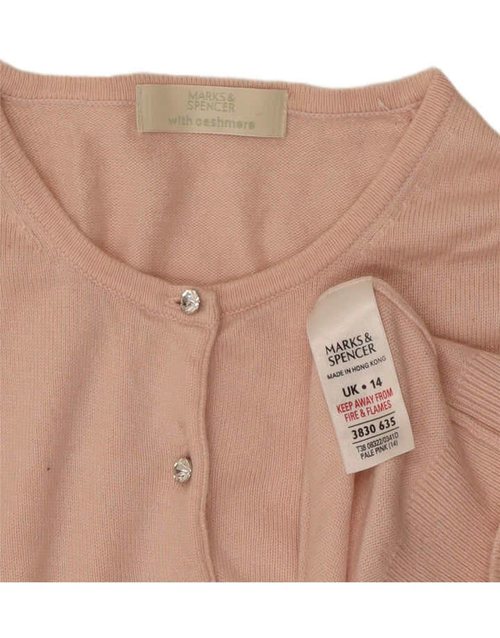 Marks & Spencer Damski sweter typu Crop Cardigan UK 14 Średnioróżowy wiskoza