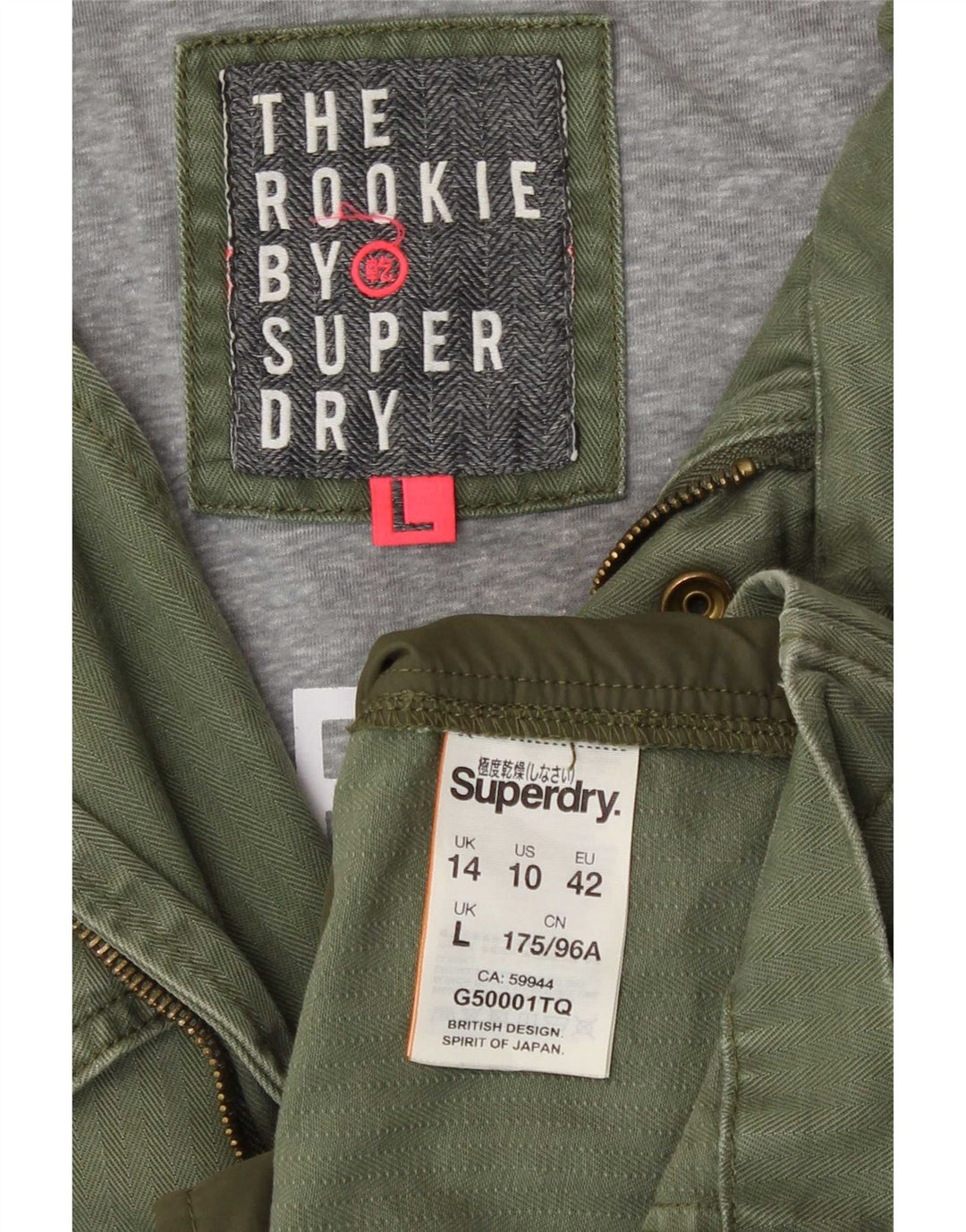 Damska kurtka wojskowa Superdry UK 14, duża, zielona, bawełniana