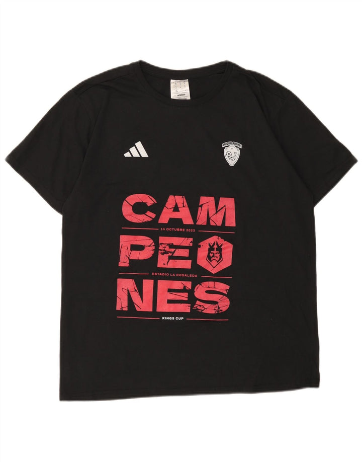 Męska koszulka z grafiką Adidas Top, średni czarny poliester