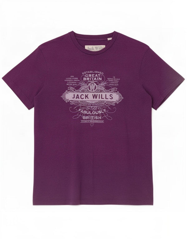 Męski T-shirt z grafiką Jack Wills Top XS, fioletowa bawełna