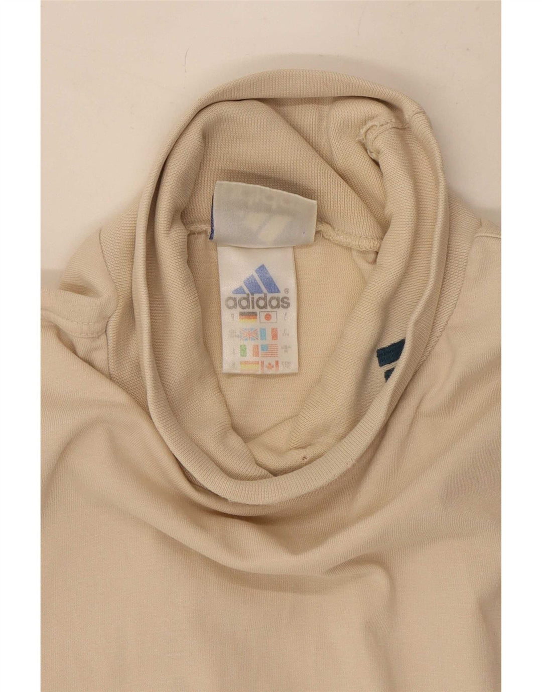 Adidas Męski Top Z Długim Rękawem UK 38/40 Średni Beżowy Bawełna