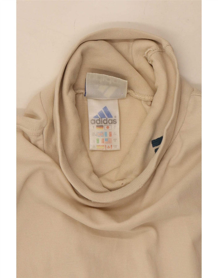 Adidas Męski Top Z Długim Rękawem UK 38/40 Średni Beżowy Bawełna