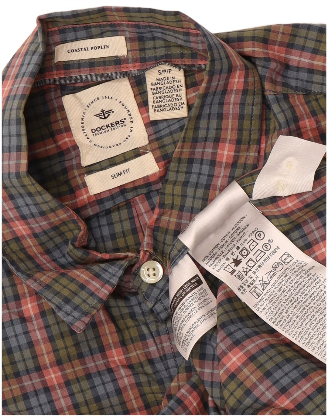 Koszula męska DOCKERS o dopasowanym kroju, mała, wielobarwna, bawełniana krata