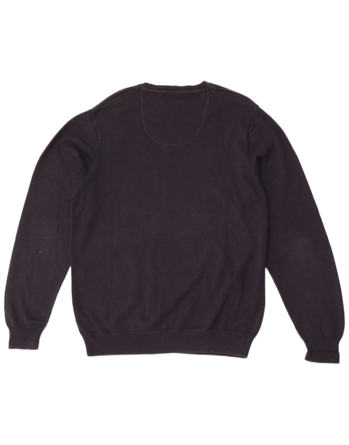 Męski sweter Marks & Spencer Blue Harbor z dekoltem w kształcie litery V, duży, granatowy