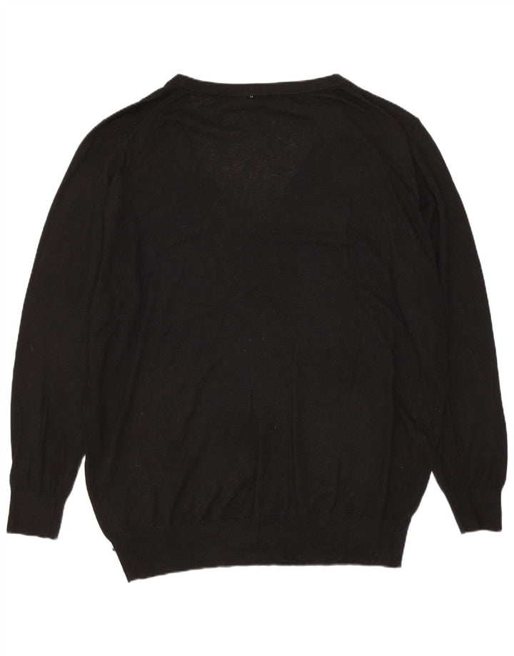 Damski sweter oversize z dekoltem w kształcie litery V, Zara UK 14, średni czarny modal