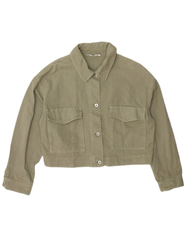 Damska kurtka dżinsowa Zara Crop UK 16, duża, bawełniana khaki