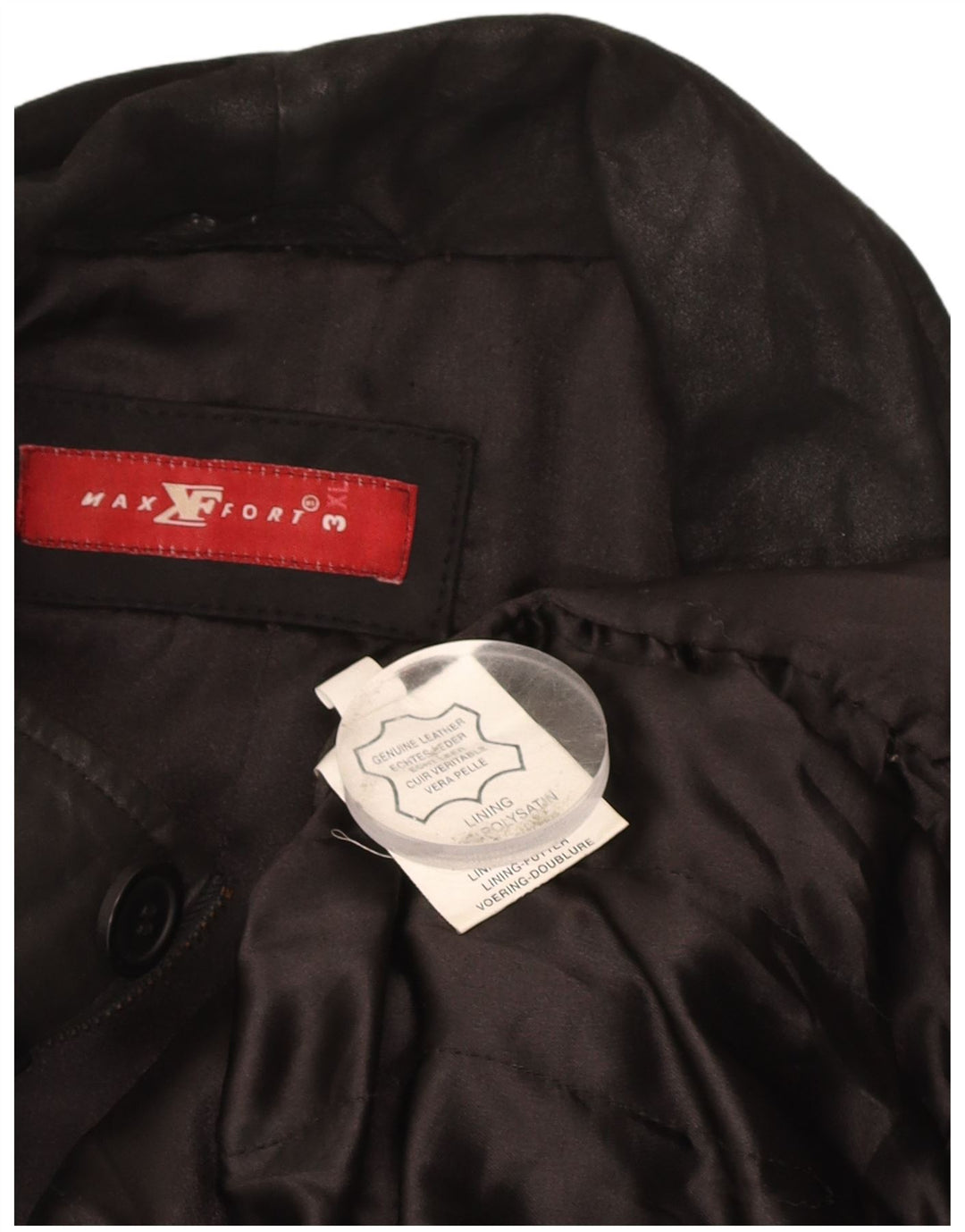 MAXFORT Mens Leather Jacket UK 46 3XL Black Leather