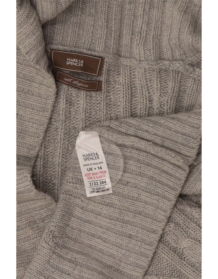 Marks & Spencer Damski sweter rozpinany UK 14, duży, szary, akrylowy