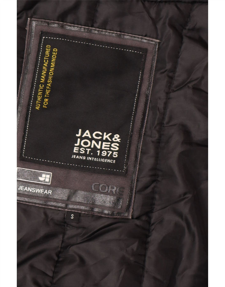 Męska kurtka bomberka z kapturem Jack & Jones UK 36, mała, czarna, poliamidowa