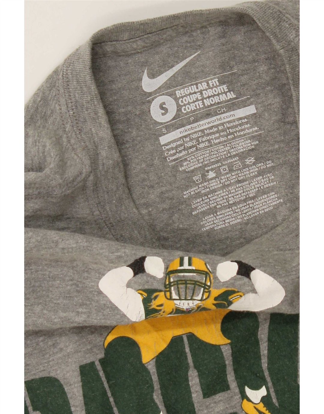 Nike Męskie Packers Graphic Top z długim rękawem, mały, szary, bawełniany