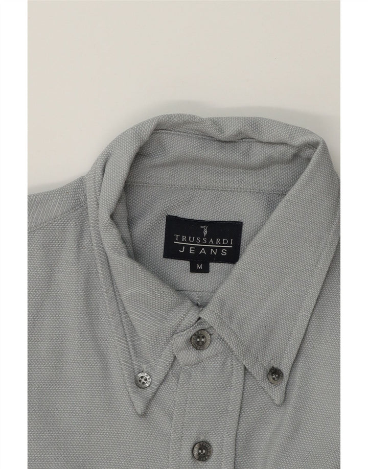 TRUSSARDI JEANS Mens Shirt Medium Grey Viscose Vintage Trussardi Jeans and Second-Hand Trussardi Jeans from Messina Hembry 