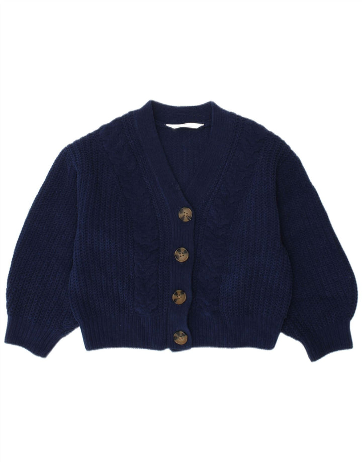 MARKS & SPENCER Girls Cardigan Sweater 6-7 Years Navy Blue Polyester