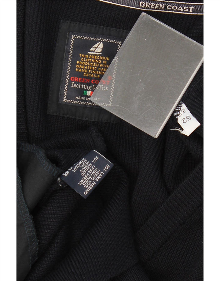 Męski sweter rozpinany GREEN COAST IT 52, duża czarna wełna merynosowa