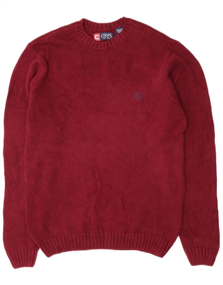 Męski sweter z okrągłym dekoltem Chaps, mały bordowy