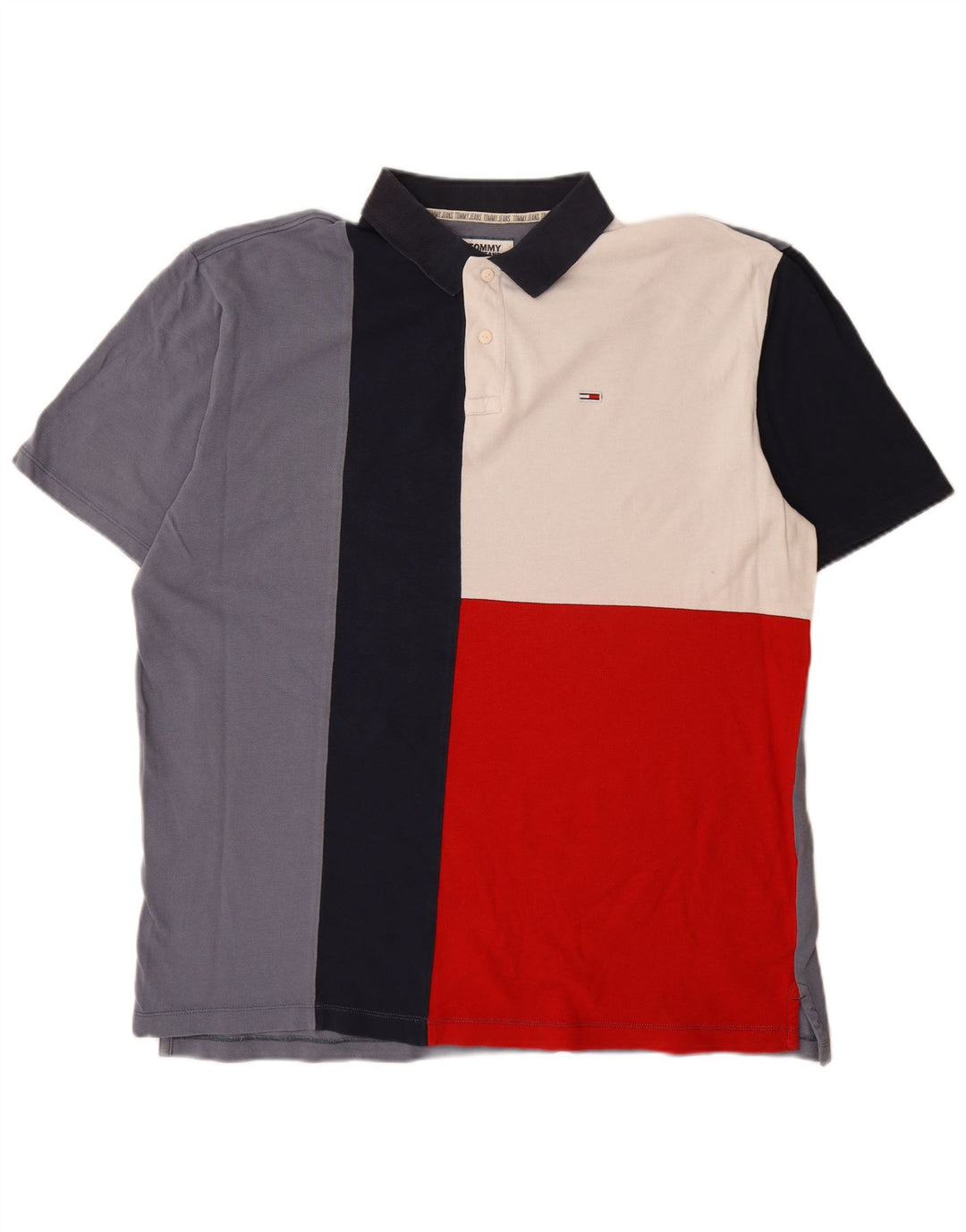 Męska koszulka polo TOMMY HILFIGER 2XL, wielobarwna bawełna z blokami kolorów