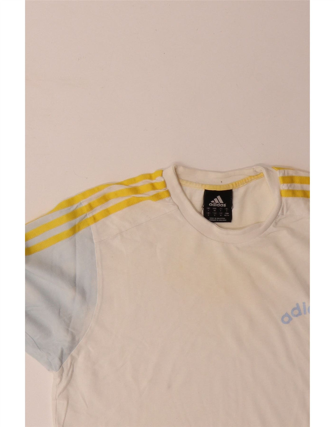 T-shirt męski ADIDAS, mały, biały, bawełniany z blokami kolorów