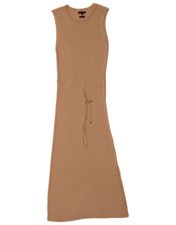 Damska sukienka maxi bez rękawów Massimo Dutti UK 12 w średnim beżowym kolorze wiskozy