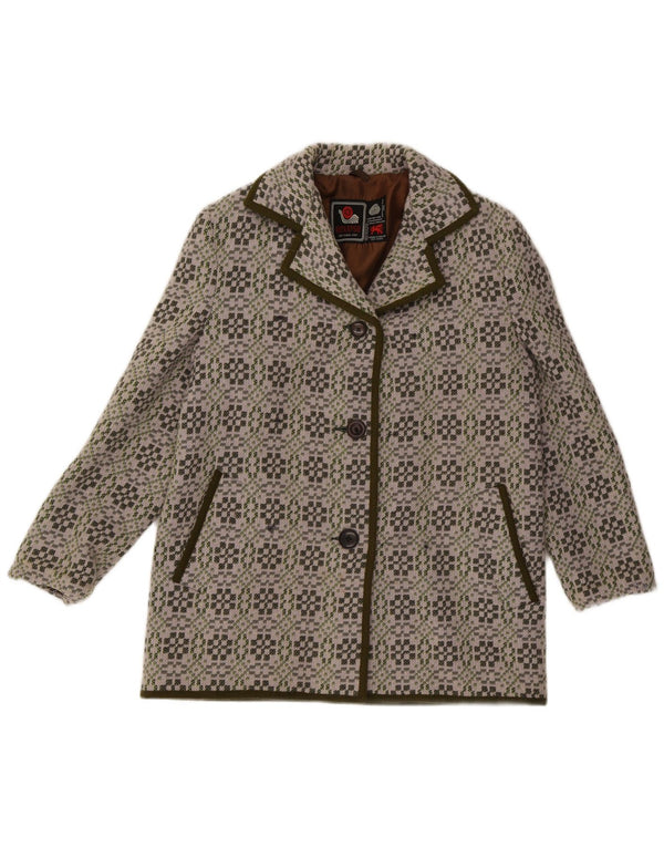 Damska marynarka zapinana na 3 guziki Eclipse UK 14 Średnioszara, geometryczna wełna