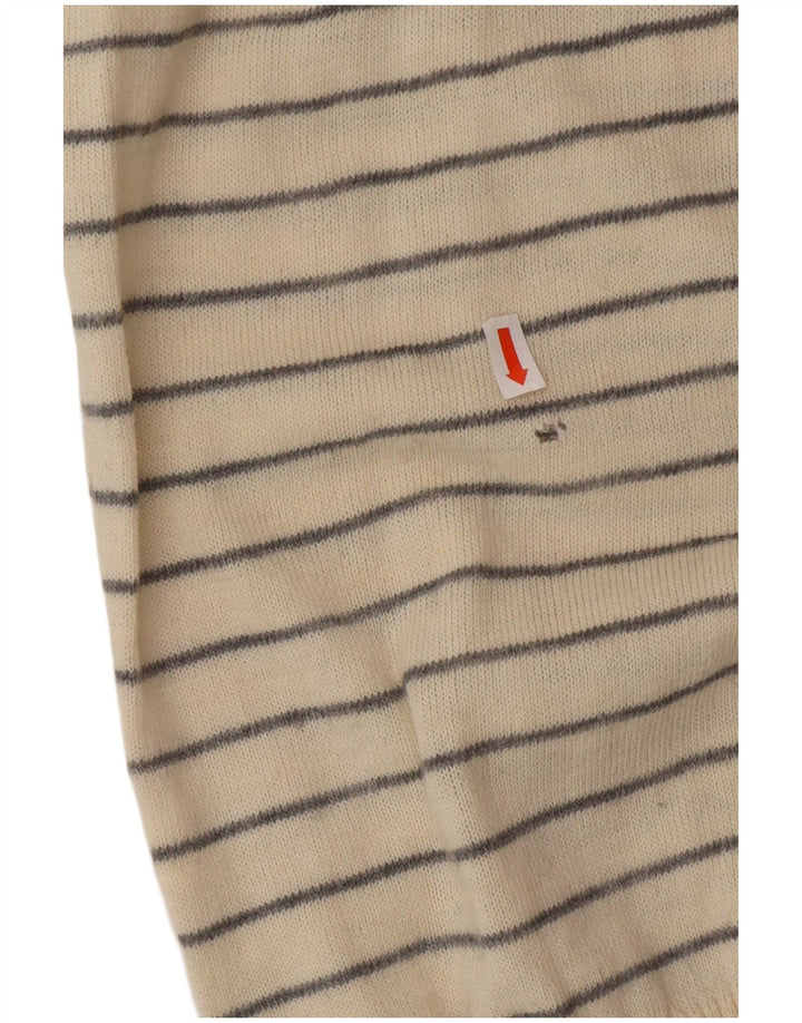 DATCH Męski sweter z dekoltem w kształcie litery V, XL w kolorze złamanej bieli, akryl w paski