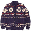 Vintage męski sweter rozpinany, średni niebieski Fair Isle
