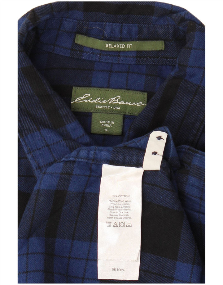 Koszula flanelowa męska Eddie Bauer o swobodnym kroju, w dużą granatową kratkę