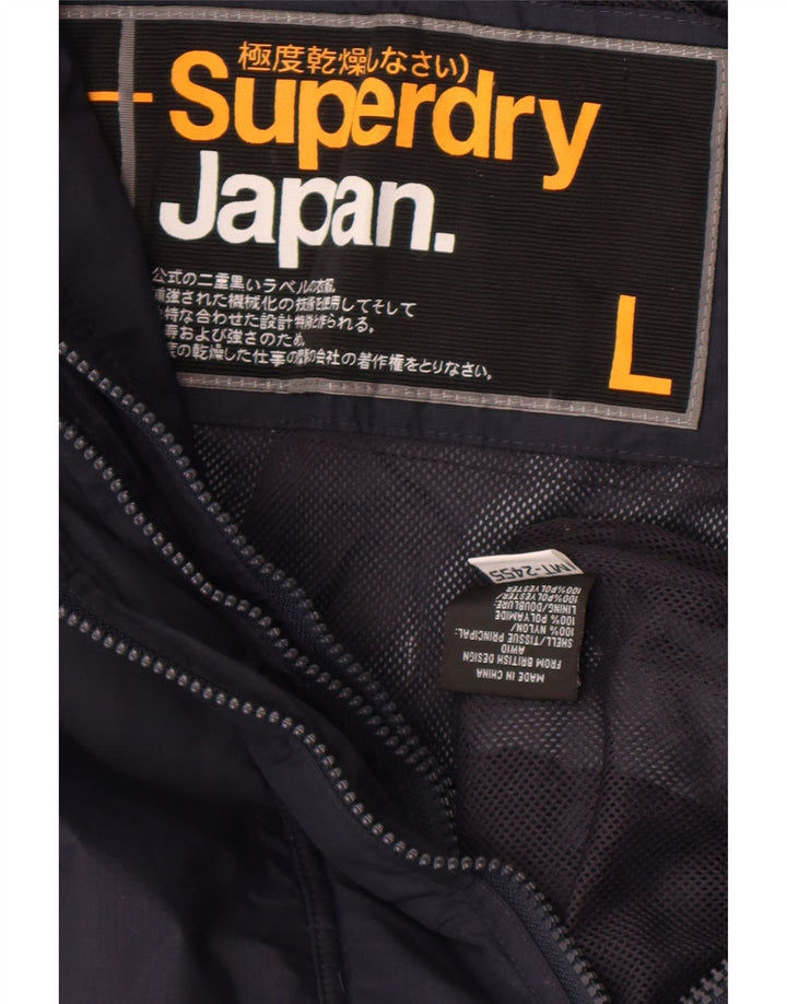 Damska kurtka przeciwdeszczowa Superdry UK 16, duża granatowa, nylonowa
