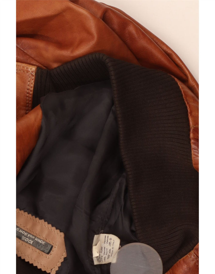 Męska kurtka skórzana Vintage UK 38 Średni brązowy wiskoza