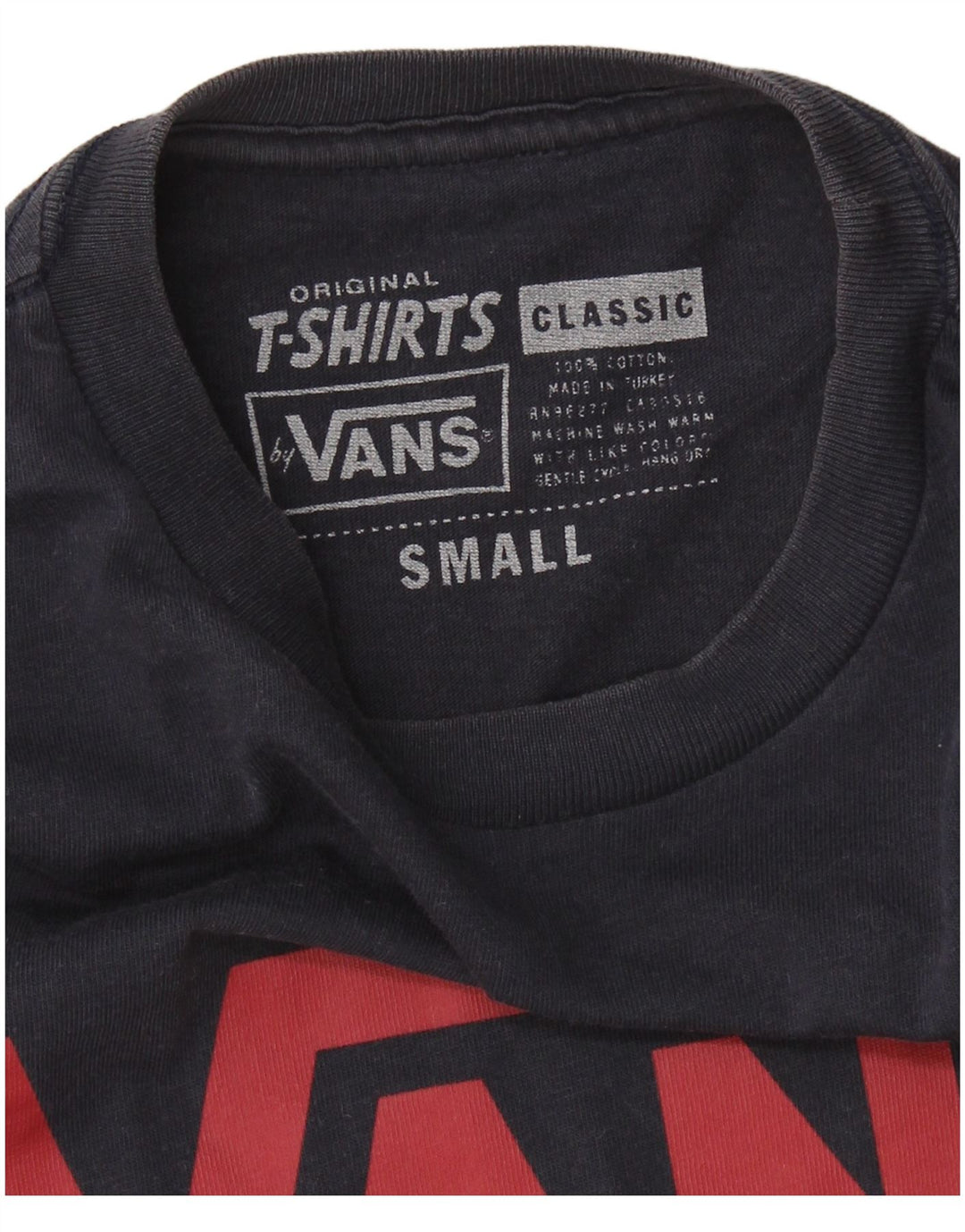 Męski T-shirt Vans o klasycznym kroju z grafiką, mały, granatowy, bawełniany