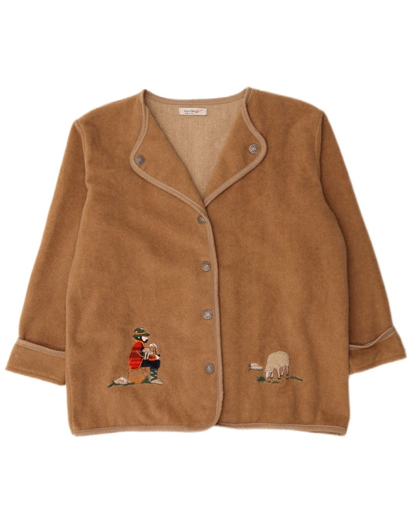 Vintage damska marynarka oversize z grafiką UK 18 XL, beżowa wełna